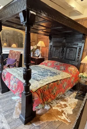 17th Century Oak Carved Four Poster Bed